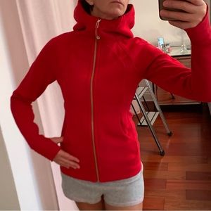 Like new beautiful and cozy red Lululemon fleece sweatshirt.